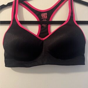 Women's Black and Pink Sports Bra